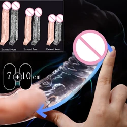 Penis Extend Sleeve Condoms Extend 4-10cm Sex Toys For Men Delay Ejaculation Penis Enlargement Male Real Dildo Dick Sex Products