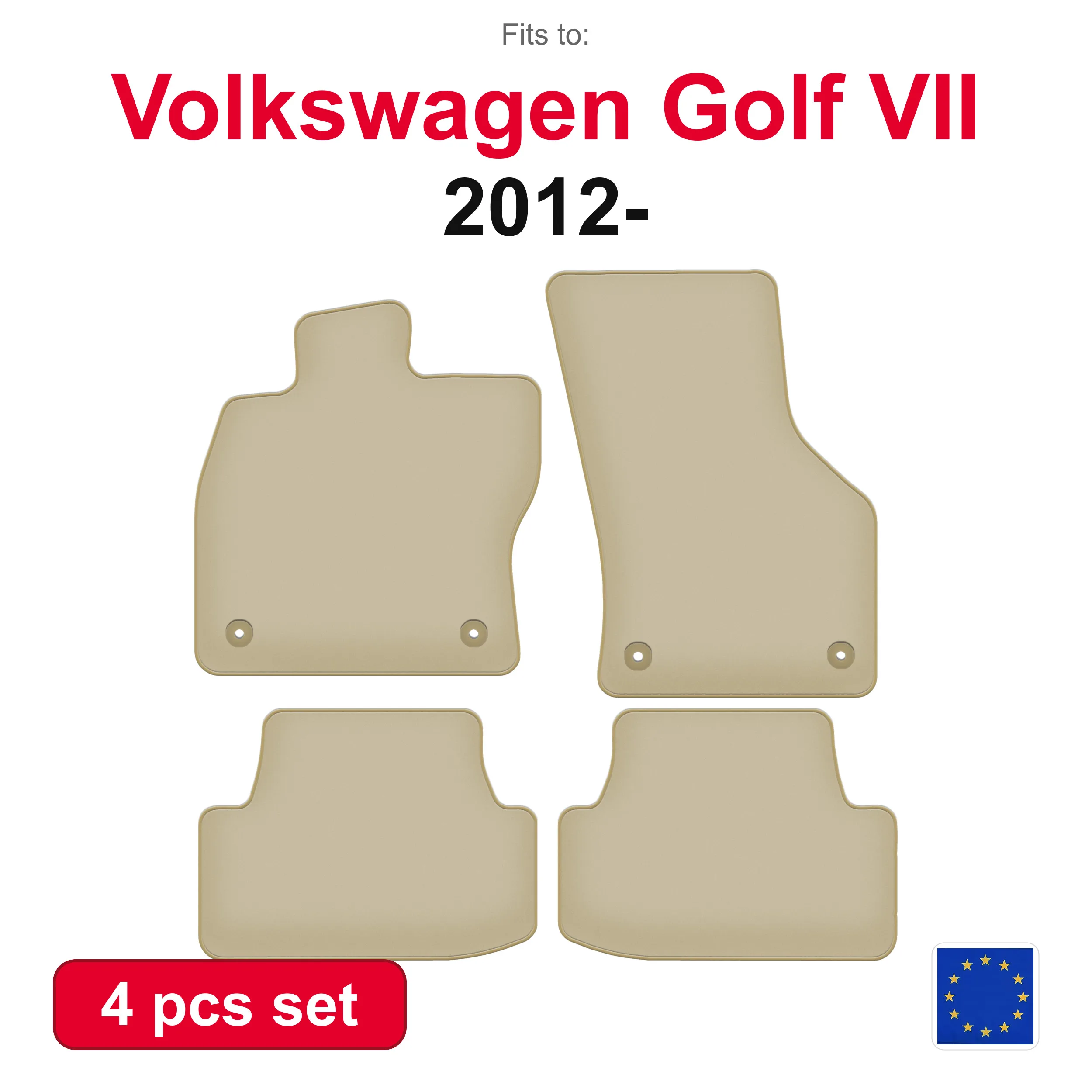 PREMIUM auto velour matten voor Volkswagen Golf VII Alltrack, hatchback stationwagen, variant (2012-) -beige (4 stuks) auto passende automattenset