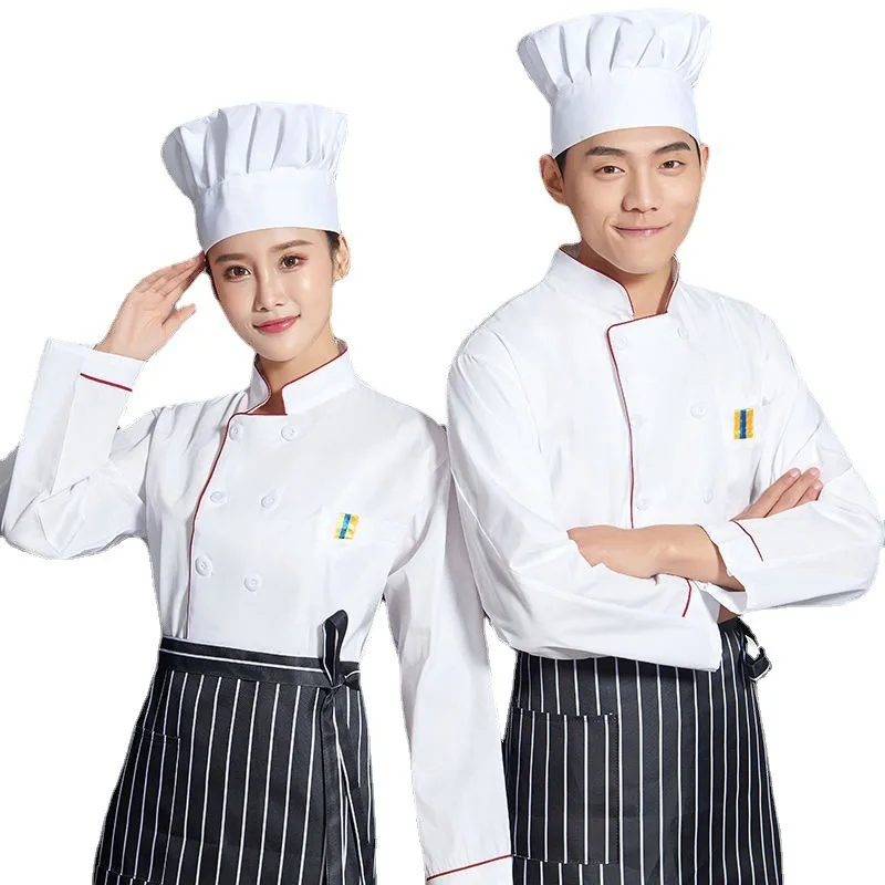 요리사 유니폼 남녀공용 긴팔 겨울 가을 주방 레스토랑 작업복 세트 (반팔 여름 옵션 포함)