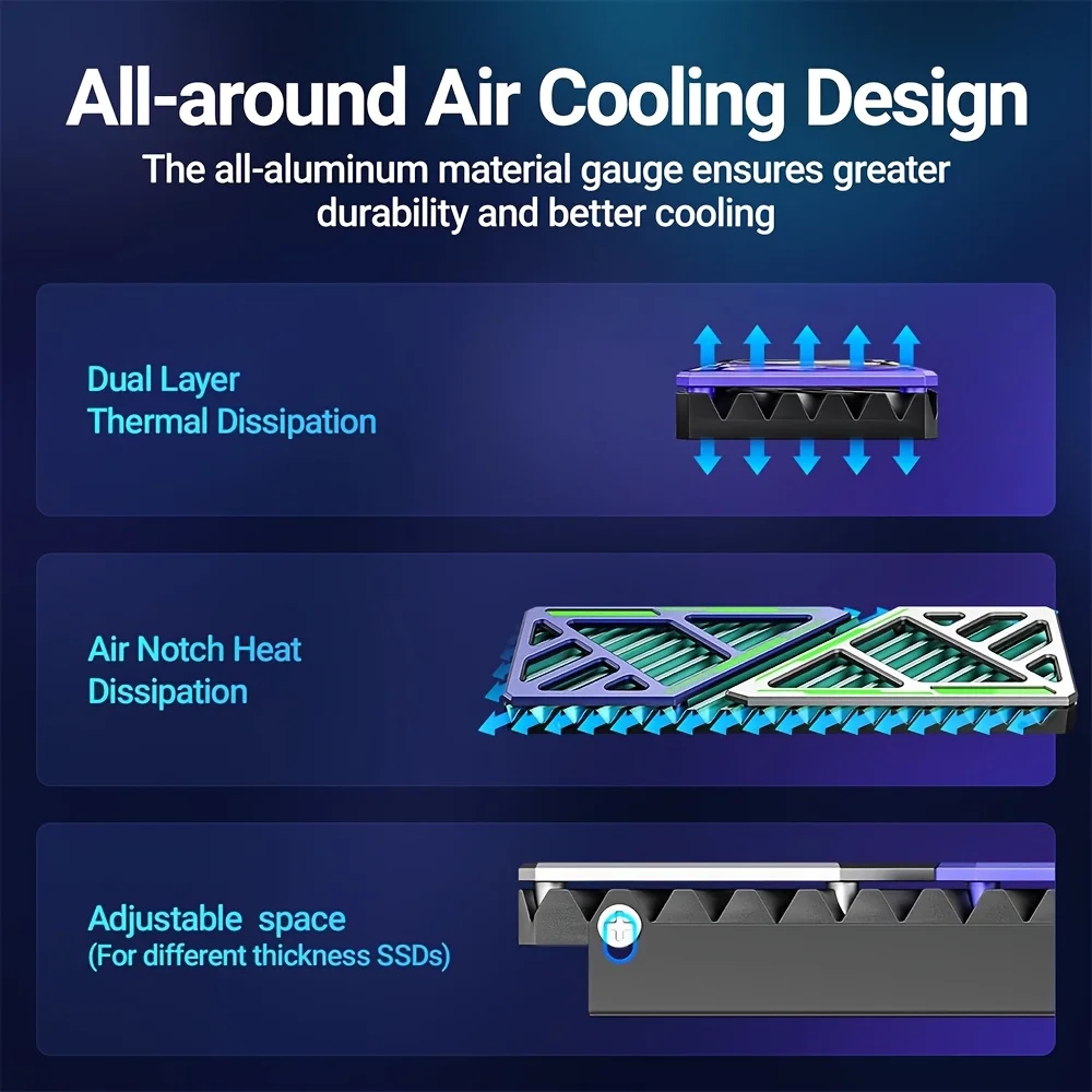 M.2 SSD Heatsink 2280 NVME NGFF Radiator Magnesium Aluminium PC Efficiënte Koeler met Thermische Siliconen Pad