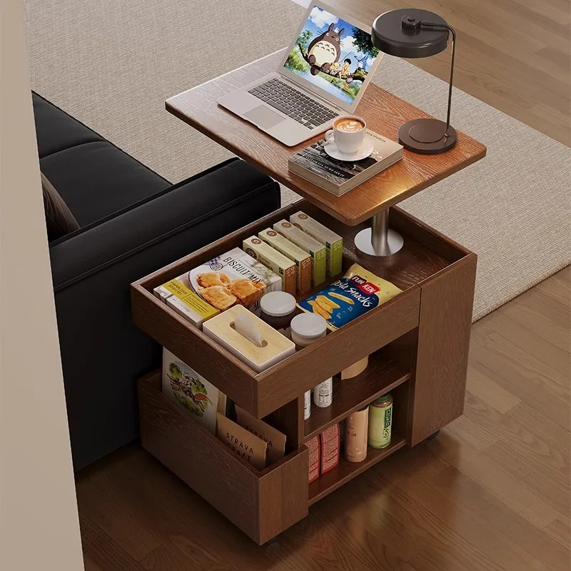 Solid wood coffee table can be lifted and lowered small apartment living room household sofa side cabinet balcony tea table mova
