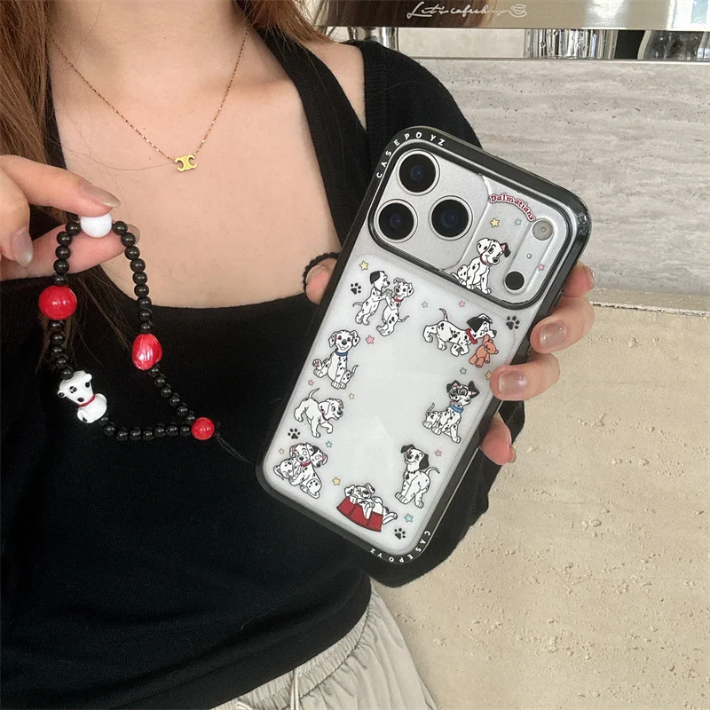 

Korean Clear Cute Dog Phone Case For iPhone 17 Pro 15 14 16 Pro Max Back Cover with Chain Strap Acrylic Cartoon Protective Cases