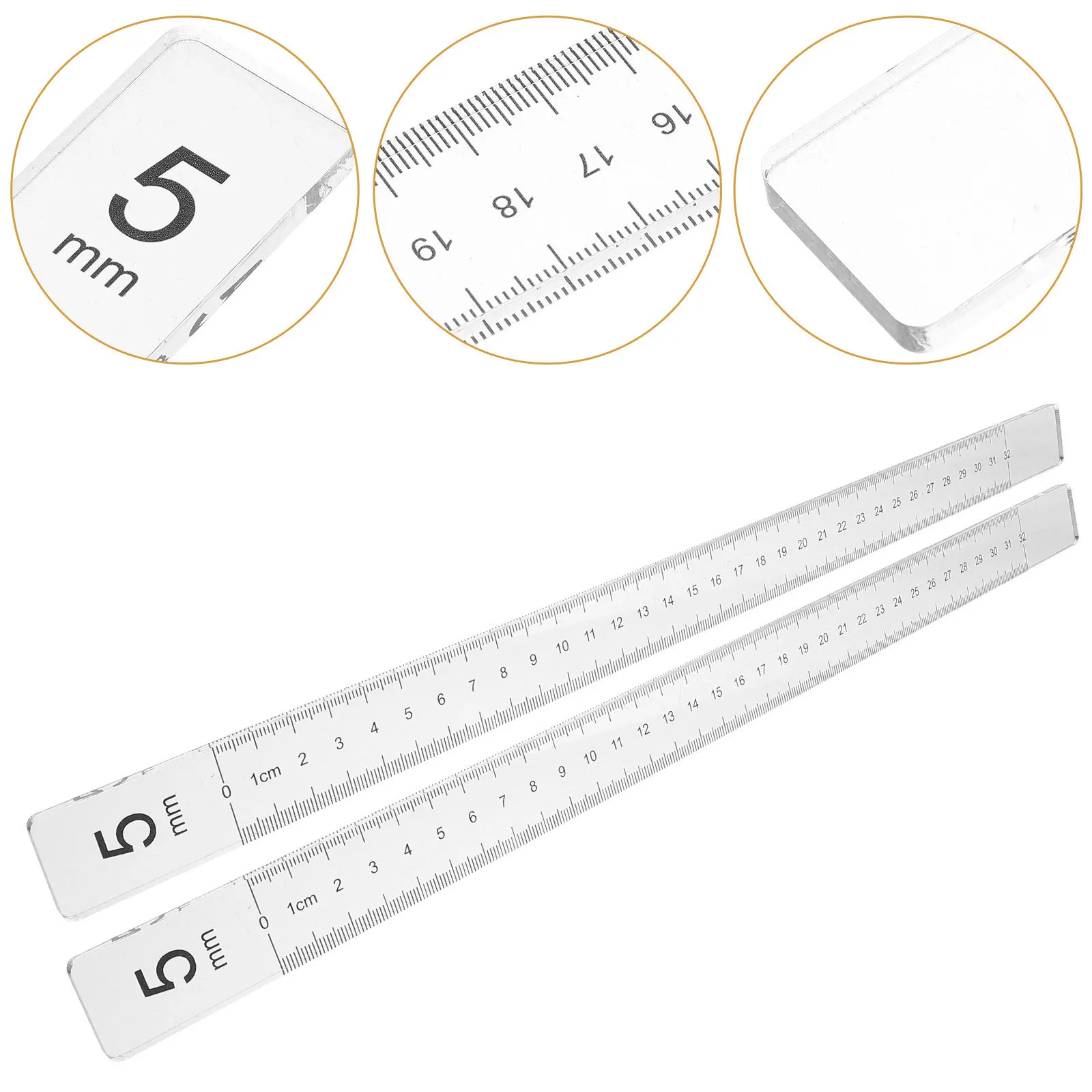 

1Pair Acrylic Baking Balance Ruler Stable Rolling Pin Guide Stick for Dough Thickness Leveling Measuring Strips Biscuit Making