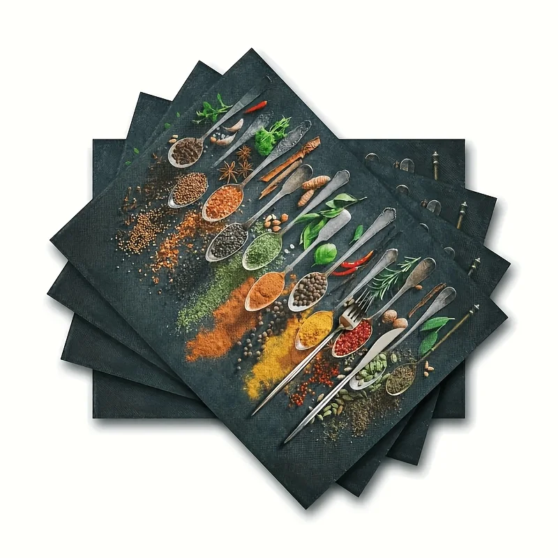 Coffee Bean Coffee Cup Chocolate Patchwork Print Rectangular Placemats Set Vintage Dining Table Decor Mats 4PC 6PC 8PC