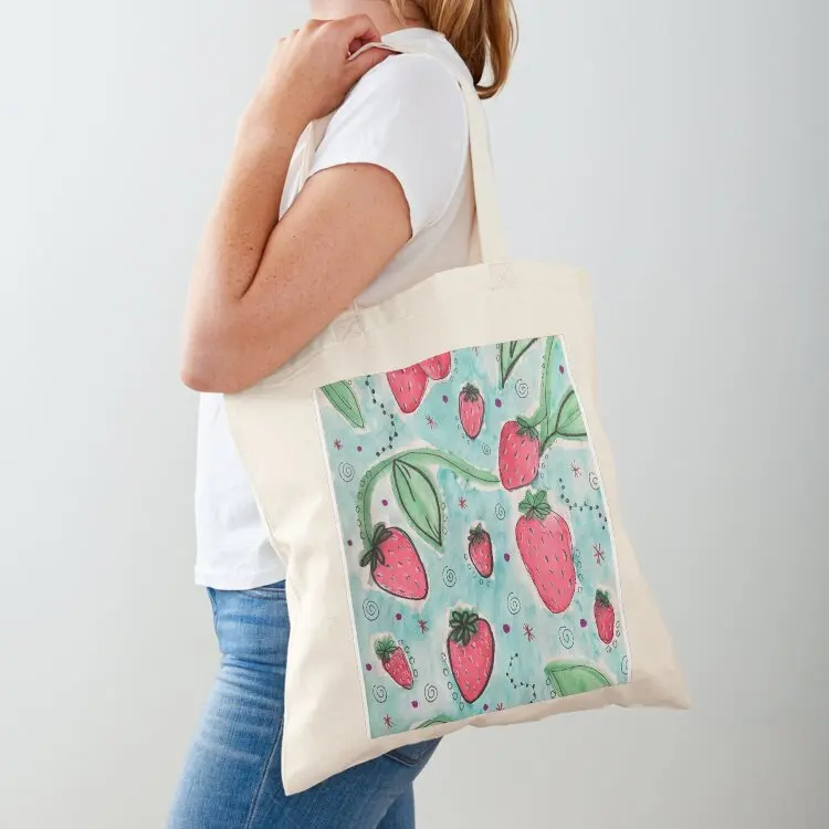 

Strawberry Watercolors Tote Bag university shopper bag Big bag Big women tote women