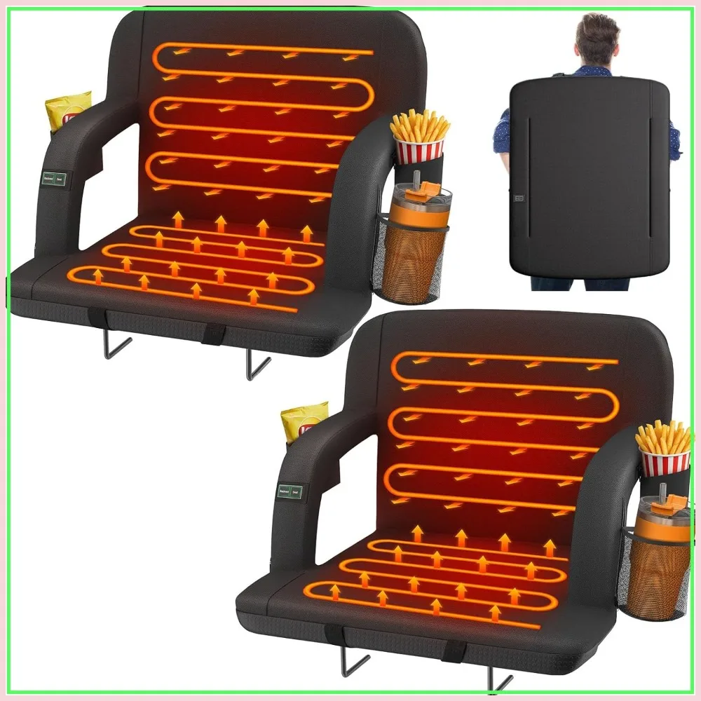 

Dual-Sided Heated Stadium Seats with Back Support, 3 Levels Heating, 5 Pockets Portable Bleacher Chair
