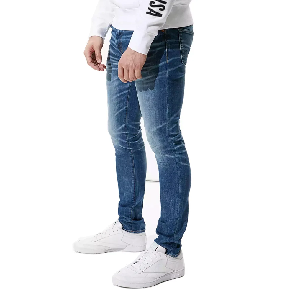 Mens Jeans 2022 Autumn Winter Dark Blue Washed Slim Stretch Denim Jeans Casual Pantalones Hombre Full Length Trousers