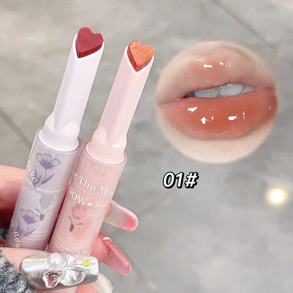 Love Heart Lipstick Lipstick Pen Solid Lip Gloss Jelly Gloss Pink Pigment Color Custom Lasting Pad Cosmetics Lip Color High E5I5