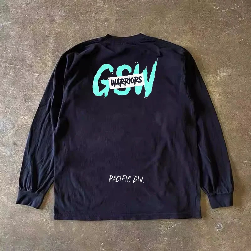 Long Sleeve 310 Pure Cotton Men's T-Shirt Upward Hero Non-Light American Style Couple's T-Shirt Youth Loose Fit Printed Tee
