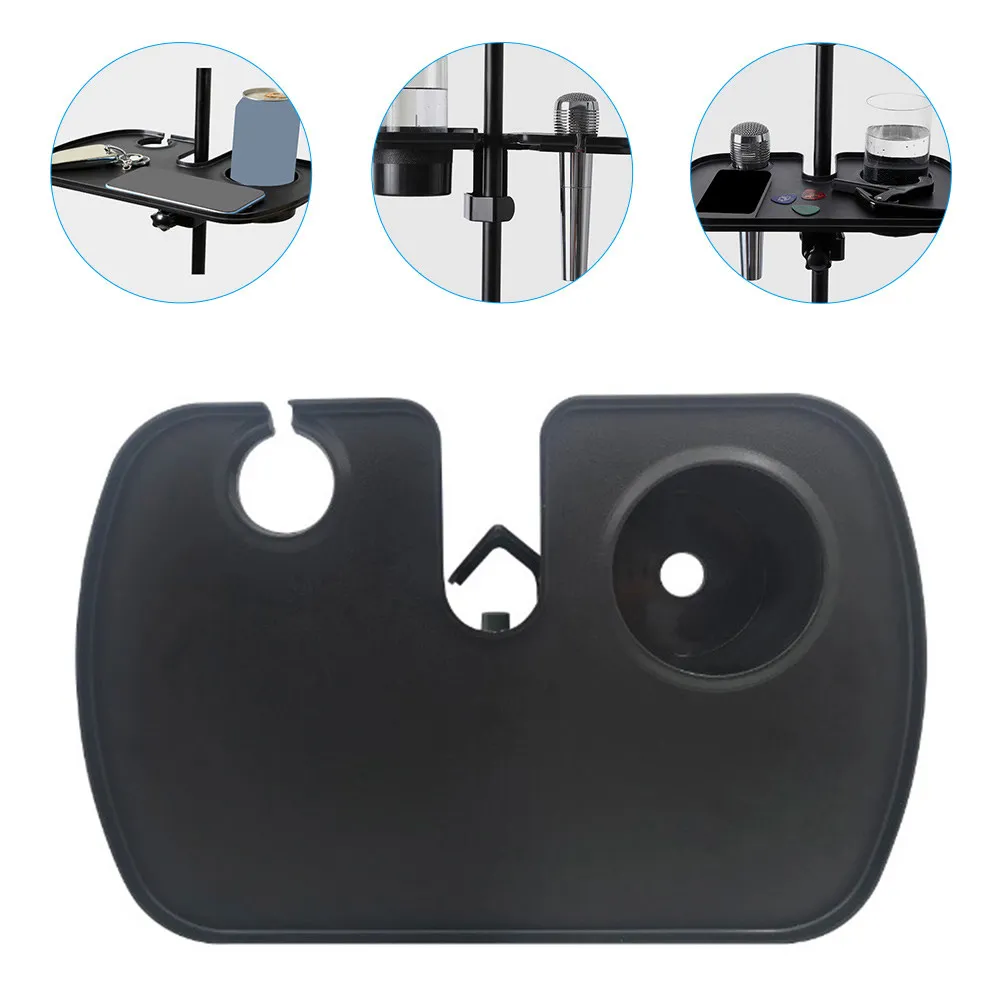 Microphone Stand Plastic Tray Clamp-on Adjustable Mic Holder Shelf Live Broadcast Sound Card Mobile Phone Cup Holder