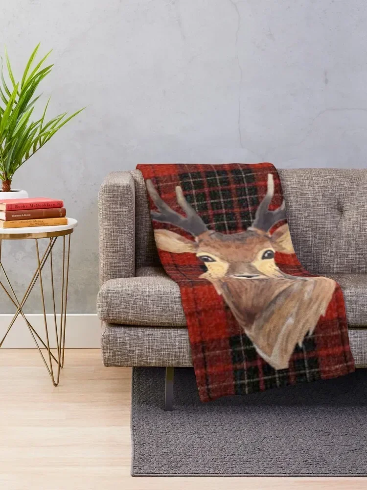 Stunning wildlife highland Stag face Throw Blanket halloween decorative Plaid Blankets