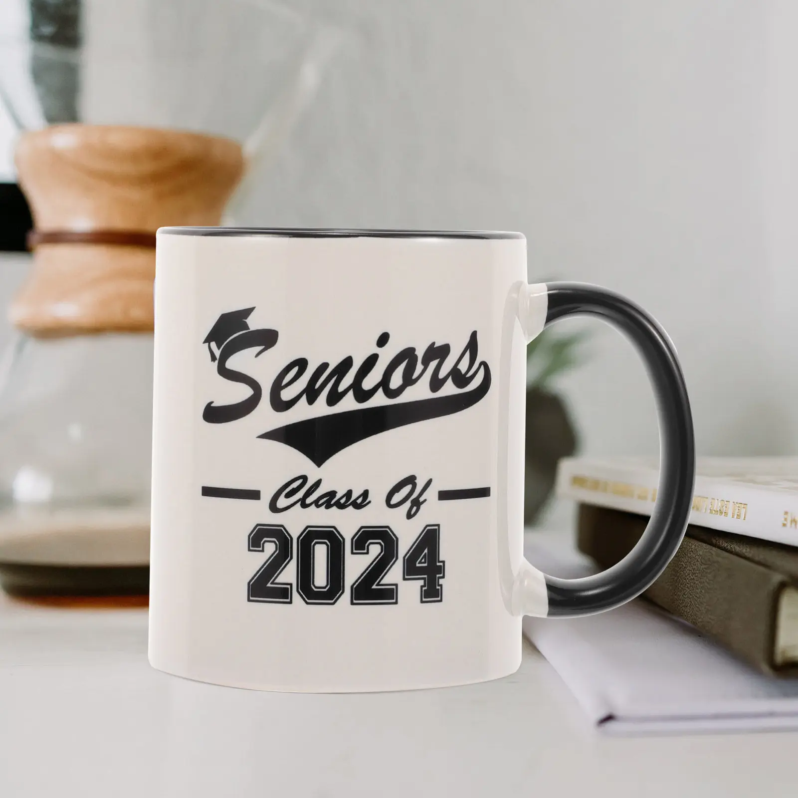 Ceramic Graduation Mug Class of 2024 Coffee Cup Large Opening Handle Graduation Party Gift Class of 2024 Coffee Mug