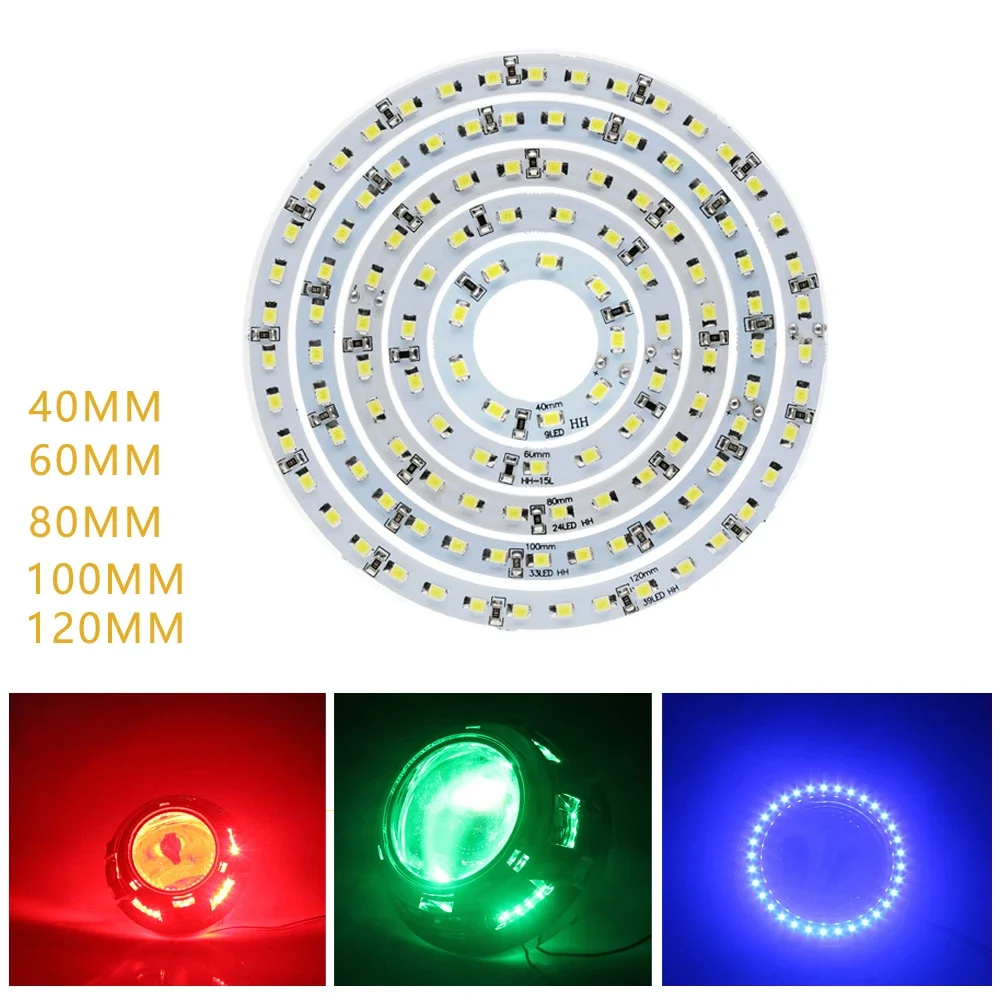 2PCS 40/60/80/100/120MM LED Ring Angle Eyes Car Headlight Halo Lights 1210 3525 Led Angle Eyes Bulb Red White Blue 12V DRL