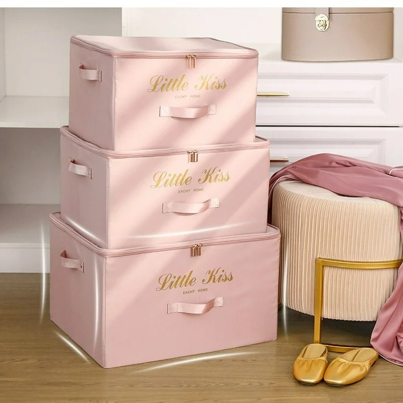 Household Large Wardrobe Foldable Satin Fabric Storage Box Clothing Quilt Storage Box Storage Box Household Large Item Storage