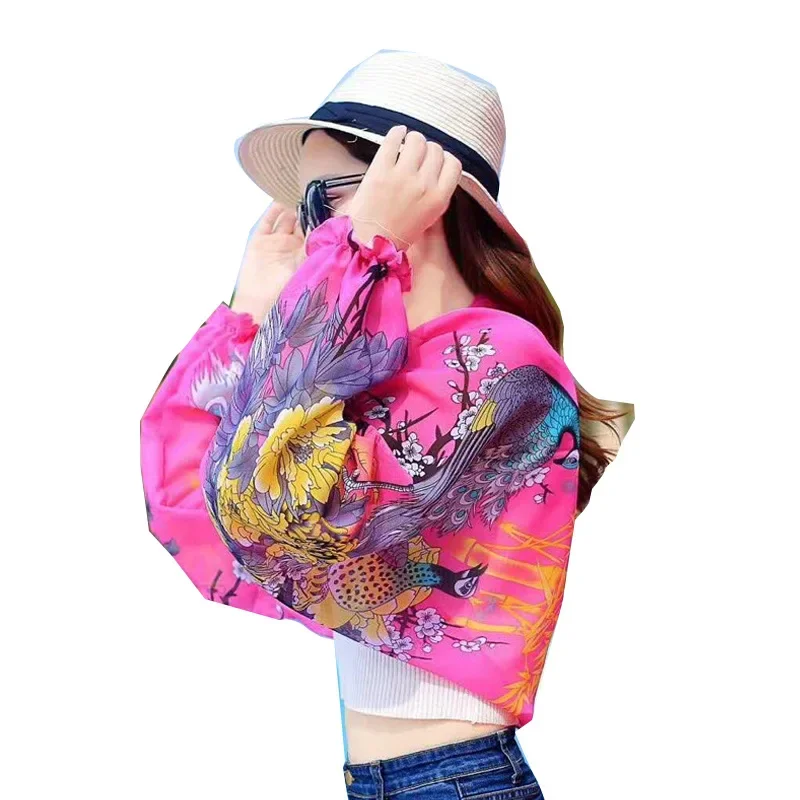 2024 New Summer Chiffon Veil Shawl Women Sun Protection Clothing Long Sleeves Anti-UV Jacket Cover Up Chiffon Coverup Swimwear