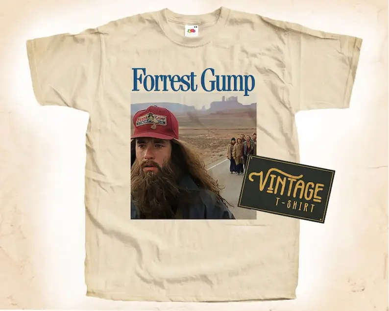 Forrest Gump ver.6 T shirt Tee Natural Vintage Cotton Movie Poster All Sizes