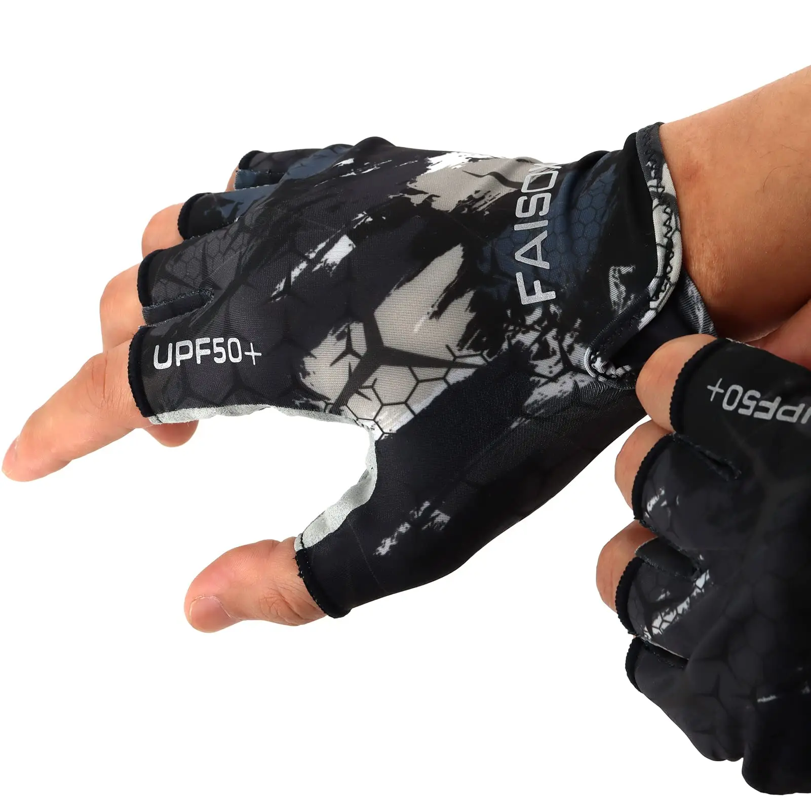 FAISOX Fishing Gloves Sun Protection Fingerless Glove Men & Women UPF 50+ SPF for Fishish, Paddling, Cycling, Rowing, Driving