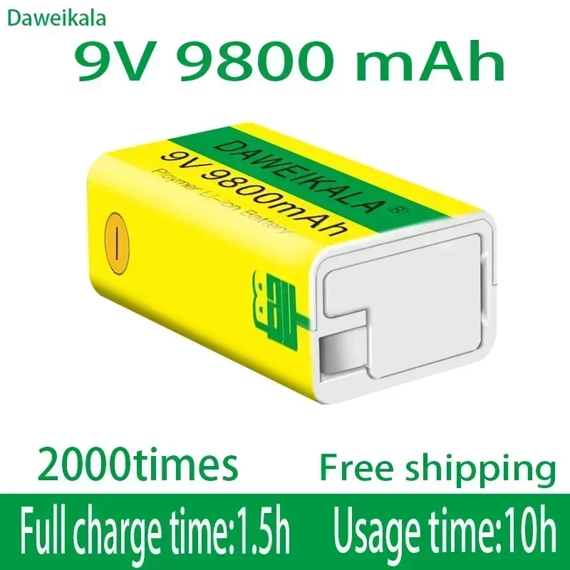2023 9V 9800mAh li-ion Rechargeable battery Micro USB Batteries 9 v lithium for Multimeter Microphone Toy Remote Control KTV use