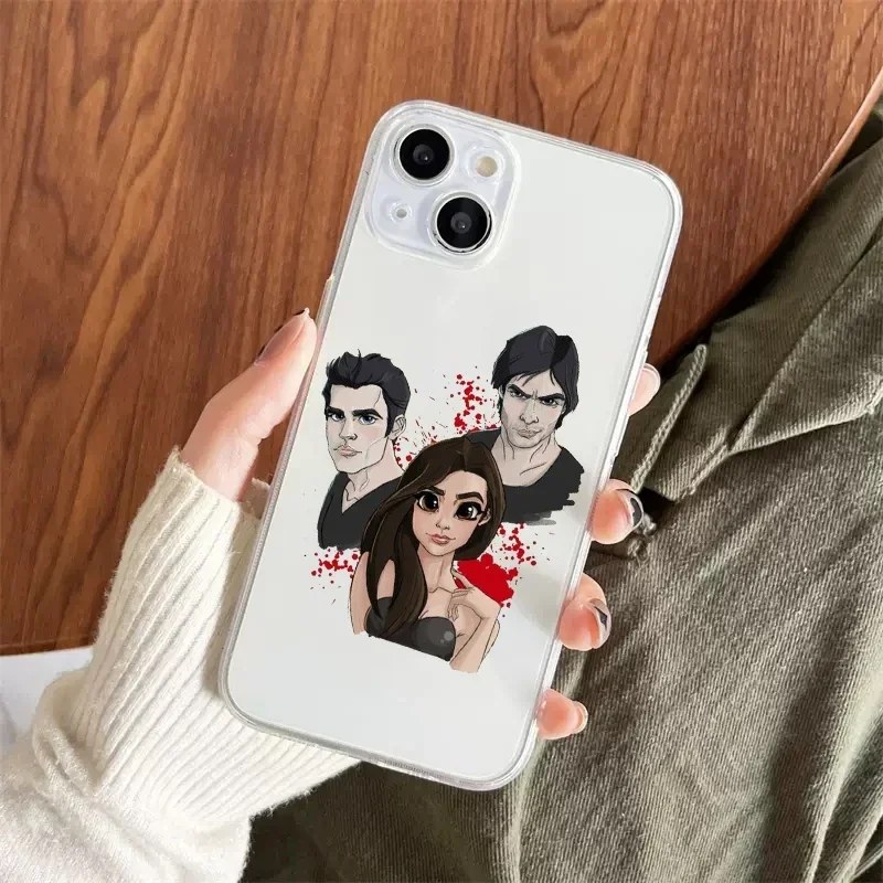 The Vampire Diaries Damon Phone Case for iPhone 15 16 11 13 14 12 Pro Max Mini 8 14 Plus SE Hot TV Show Clear Cover Fundas Shell