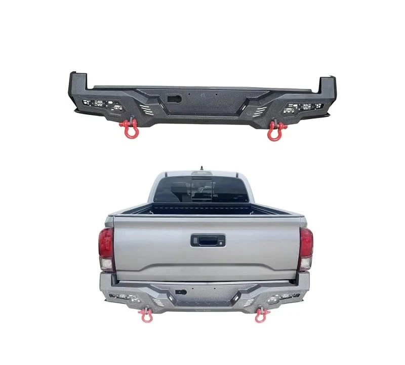 Black Steel Rear Bumper With Tow Hook C4 For Toyota Tacoma 2016-2023 Pickup 4x4 Auto Accessories Rear Bumper Bar