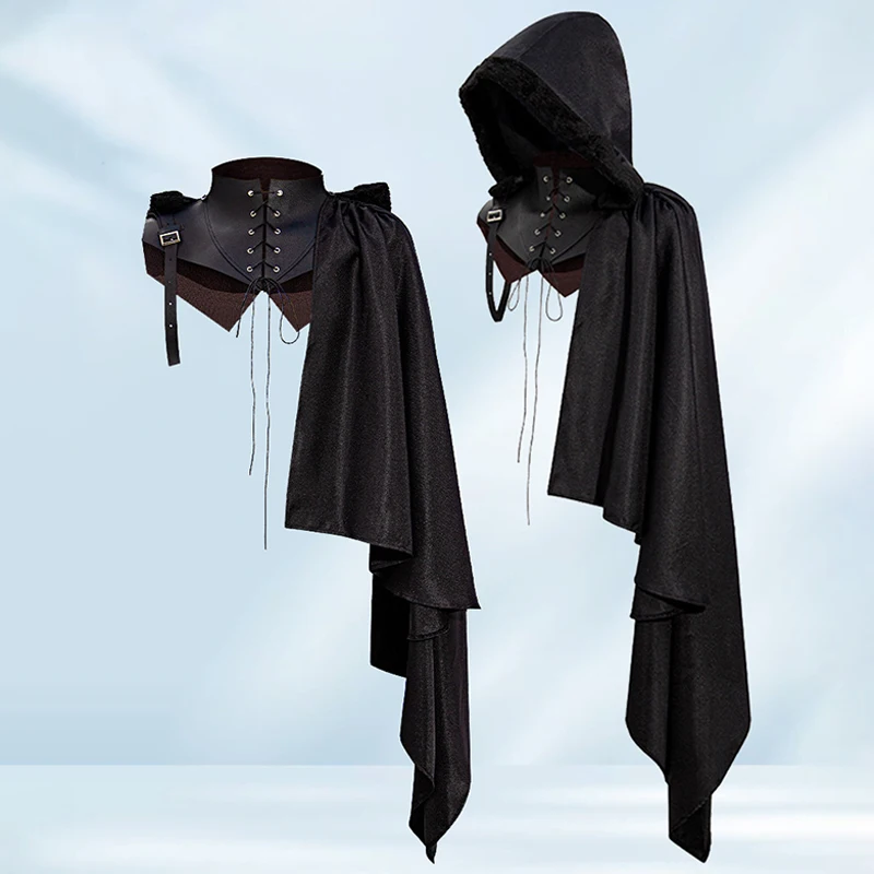 

Middle Ages Cosplay Costumes Lace Up Standing Collar Cape Role Play Uniform Halloween Christmas Carnival Dressing For Women