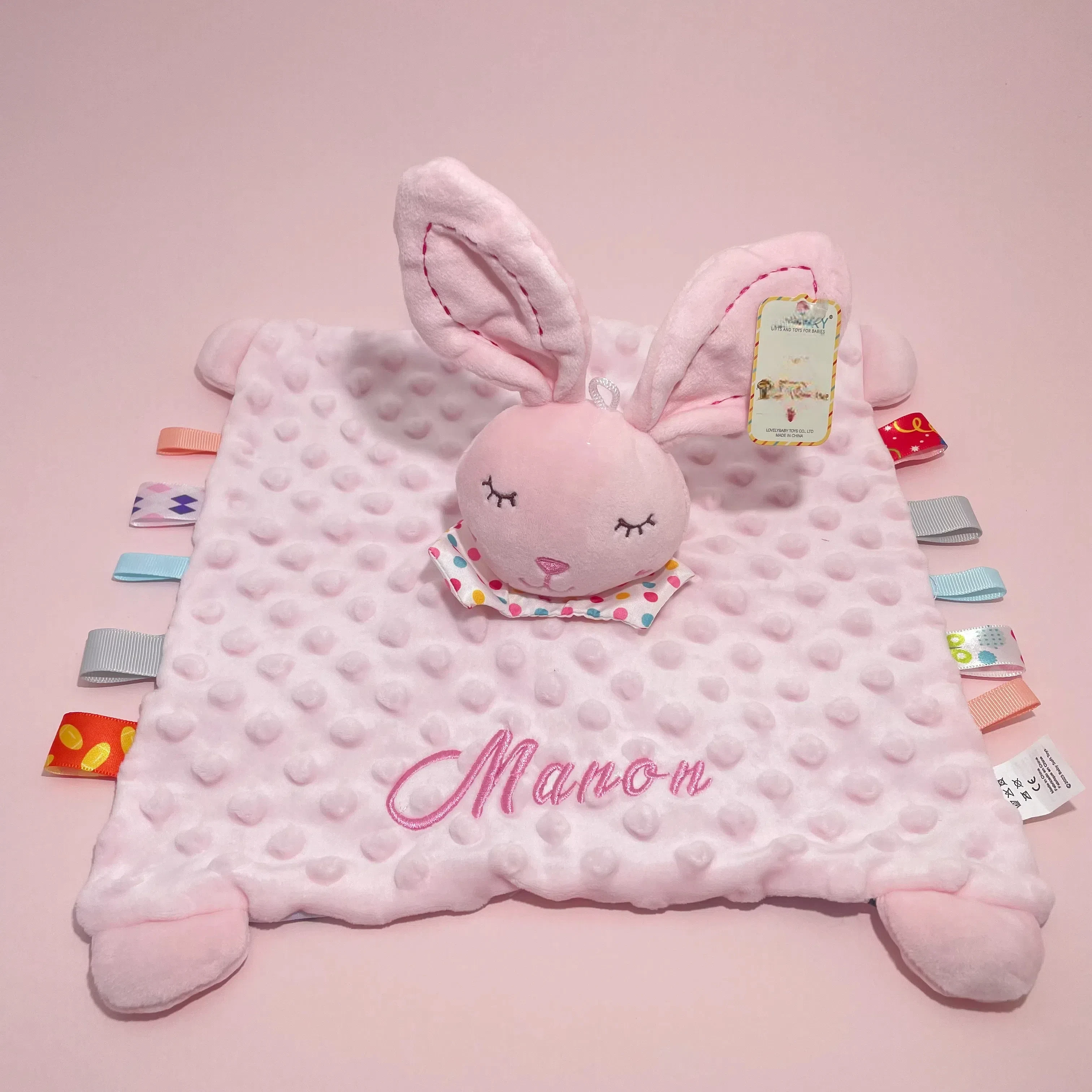 Personalisierte Baby-Elefant-Sicherheitsdecke mit Bio-Baumwoll-Silikon-Beißring, hypoallergene Geschenke für die Dusche von Neugeborenen – Detail 20