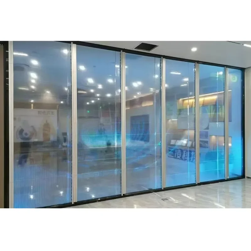 High Brightness Transparent LED Film Screen with 8K Resolution and HDR10+ Self Adhesive for Window Advertising in Retail