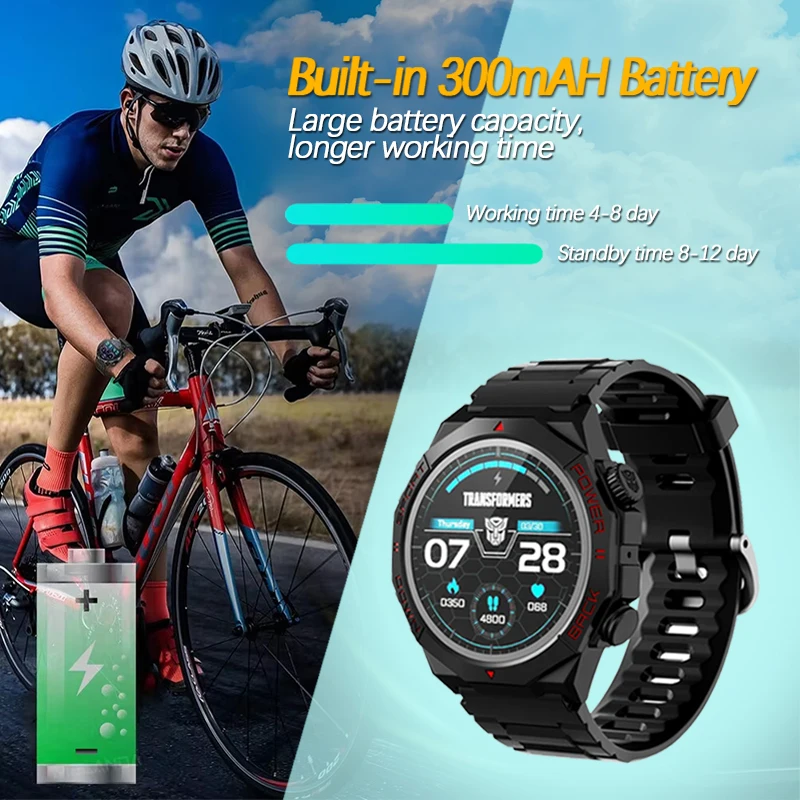 TRANSFORMERS TF-H13 Bluetooth Call Smartwatch Sport Fitness Tracker Heart Rate Health Monitor Waterproof Smart Watch Men Gift