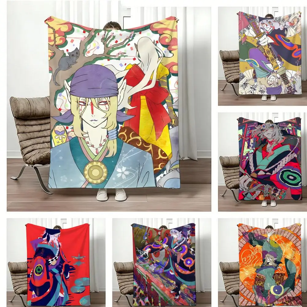 Ukiyo e style Yokai Anime M-Mononokes Throw Lightweight  Flannel Blanket Soft Skin-friendly for Summer Cooling