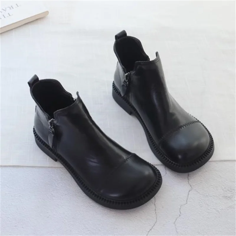 women European station spring and autumn new vintage leather sanded double zipper flat net red short boots Casual shoes 35-40 view 3