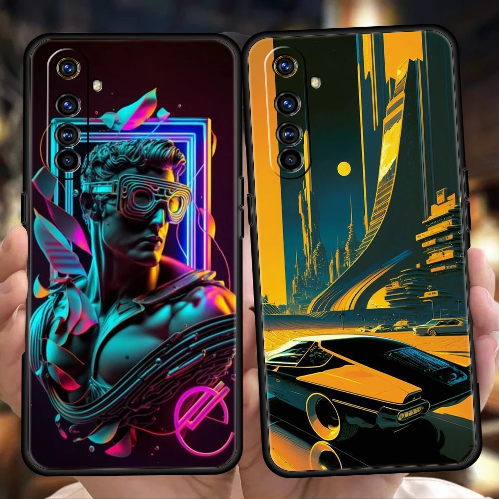 Synthwave Retro Phone Case Cover for Oppo A12 A15 A16 A74 A76 A54 Reno 6 7 Find X5 Pro A9 2020 Plus 5G Silicone Soft Shell Capas