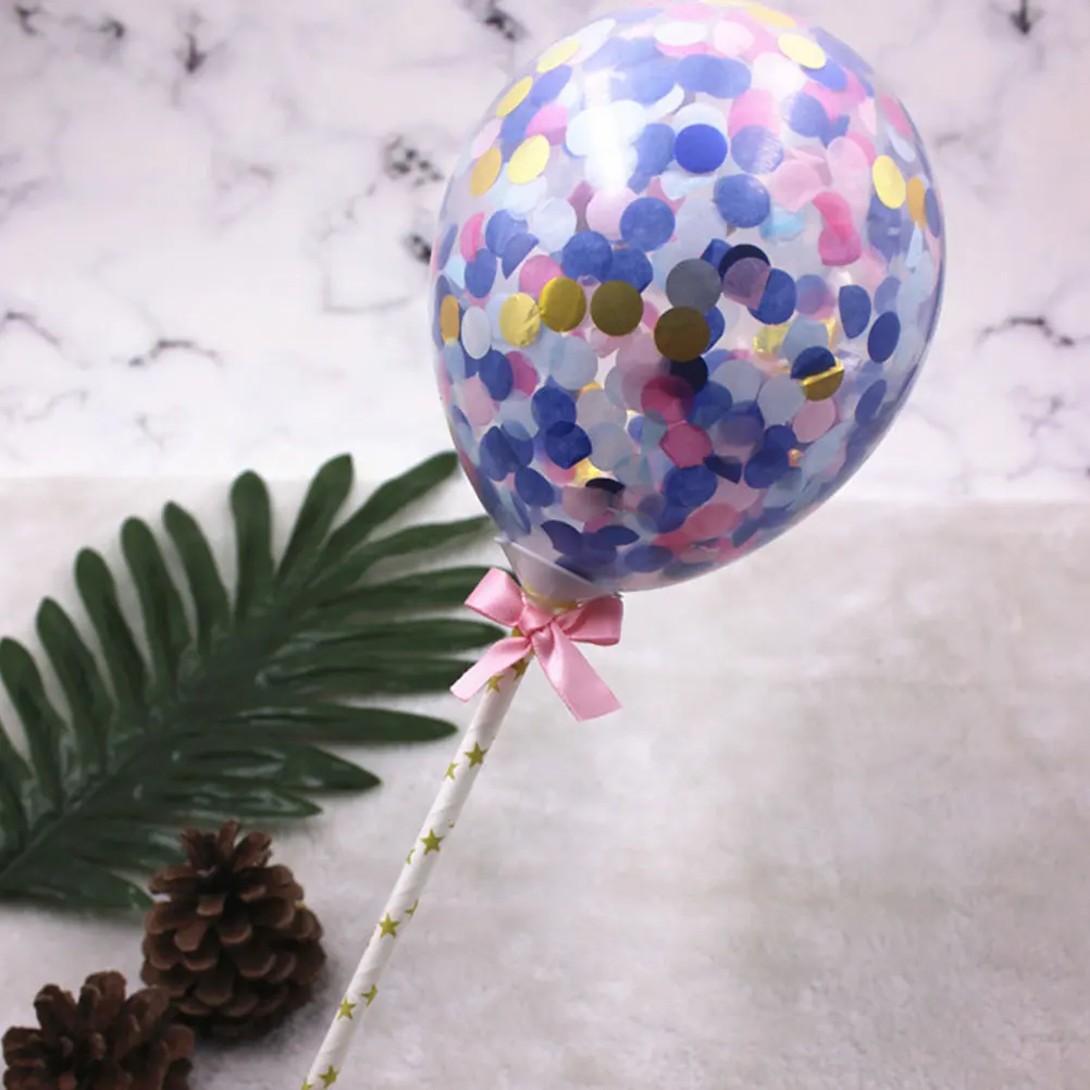 

12pcs Confetti Balloons Cake Picks Topper Birthday Decoration Cupcake Party Balloon Accessories Cake Decorations