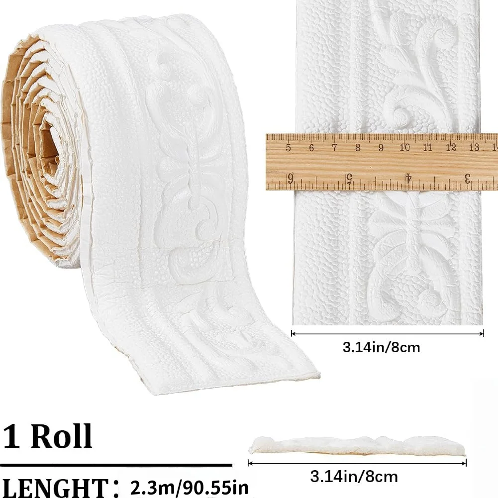 1pc 230cm 3D Flexible Foam Molding Decoration, Self-adhesive Skirting Board Wallpaper Wall Sticker - Door Frame Edge Decoration