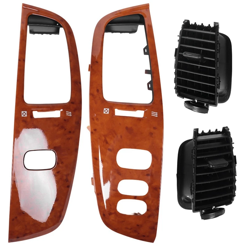 2X Car Interior Dashboard Air Vent Frame Assembly For Toyota Land Cruiser 100 LC100 Ujz100 FJ100 1997-2007 Wood Grain