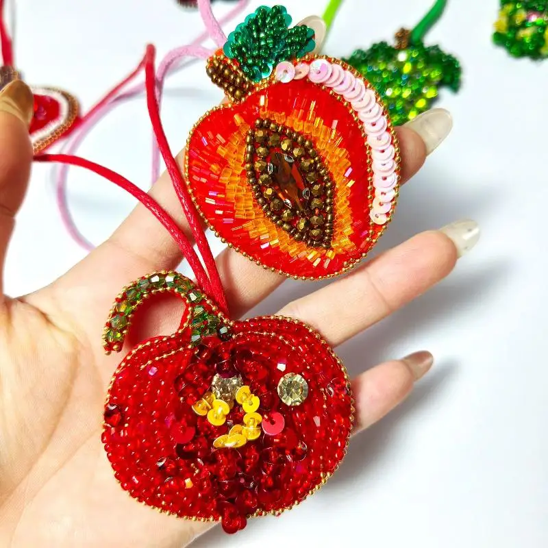 Modischer 3D-Perlen-Strass-Aufnäher, Sommerfrucht-Serie, Kristallverzierung für Taschen, Kleidung und DIY-Bastelarbeiten – Detail 5