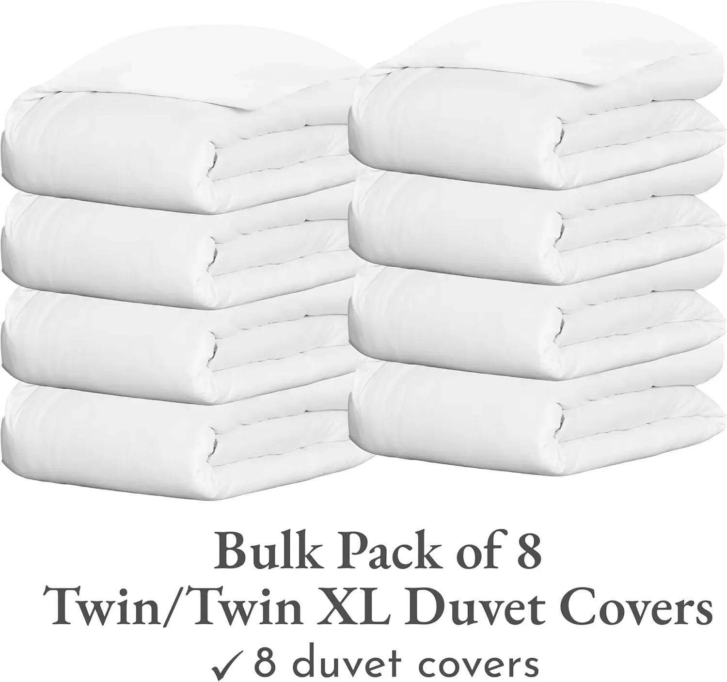 Bulk Pack of 8 Twin/Twin XL Size Duvet Covers Only - 400 Thread Count 100% Cotton Sateen, Case Includes 8 Duvet Covers Only