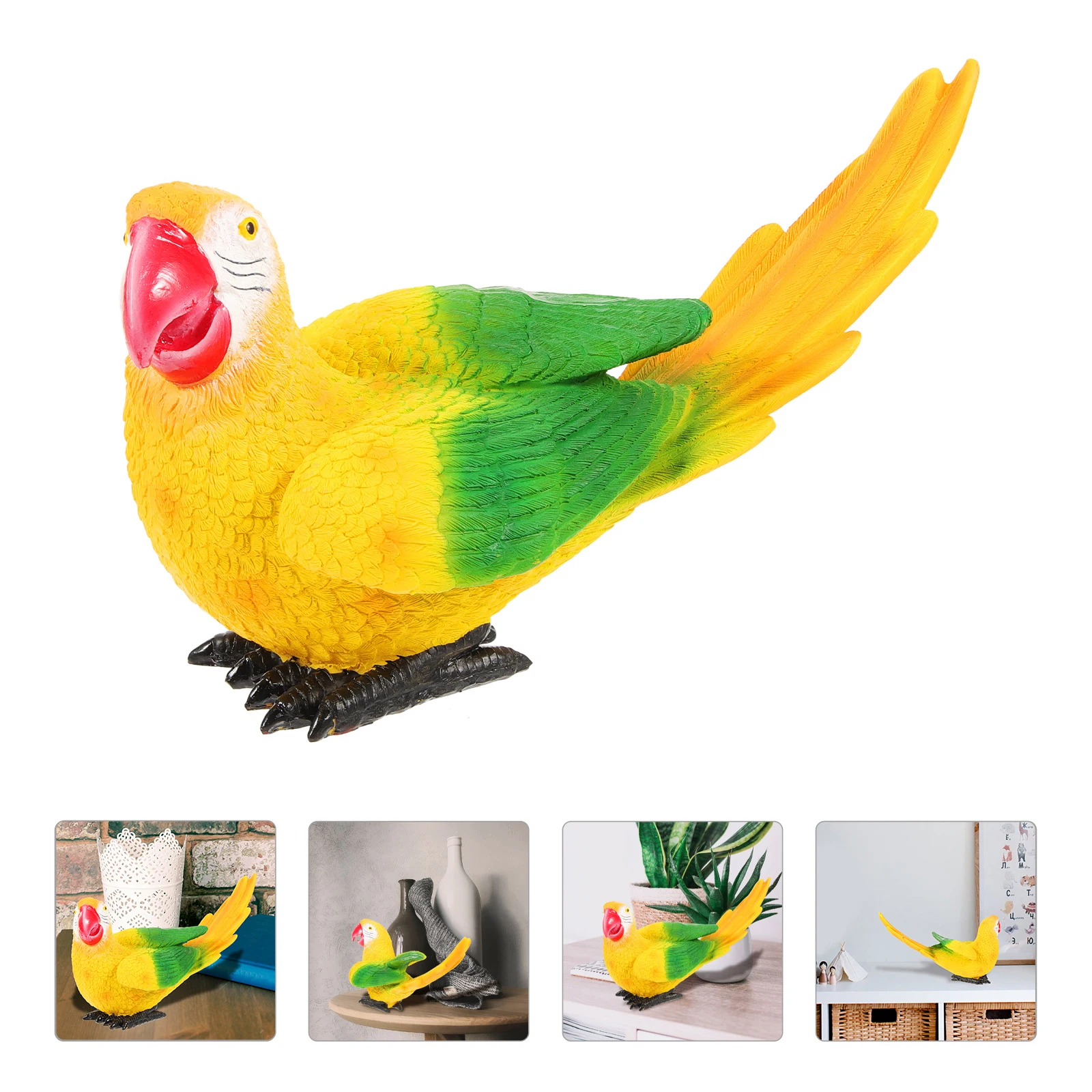 

Simulated Parrot Ornament Artificial Bird Figurines Decorative Resin Statue Mini Garden Decoration Lifelike Model Toy Adornment