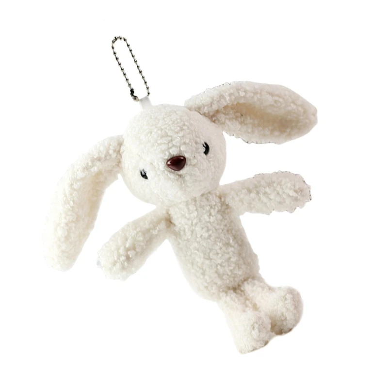 Plush Big Ear Rabbits Charm Keychains Sweet Lovely Pendant Hangings Ornament Keyring Backpack Decoration for Women Dropshipping