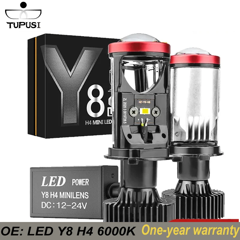 

H4 LED Headlight Bulbs Car Bi 800W LED Lens with Fan H4 Mini Projector Lens Headlight Automobile 6000K Hi Lo Beam Bulb
