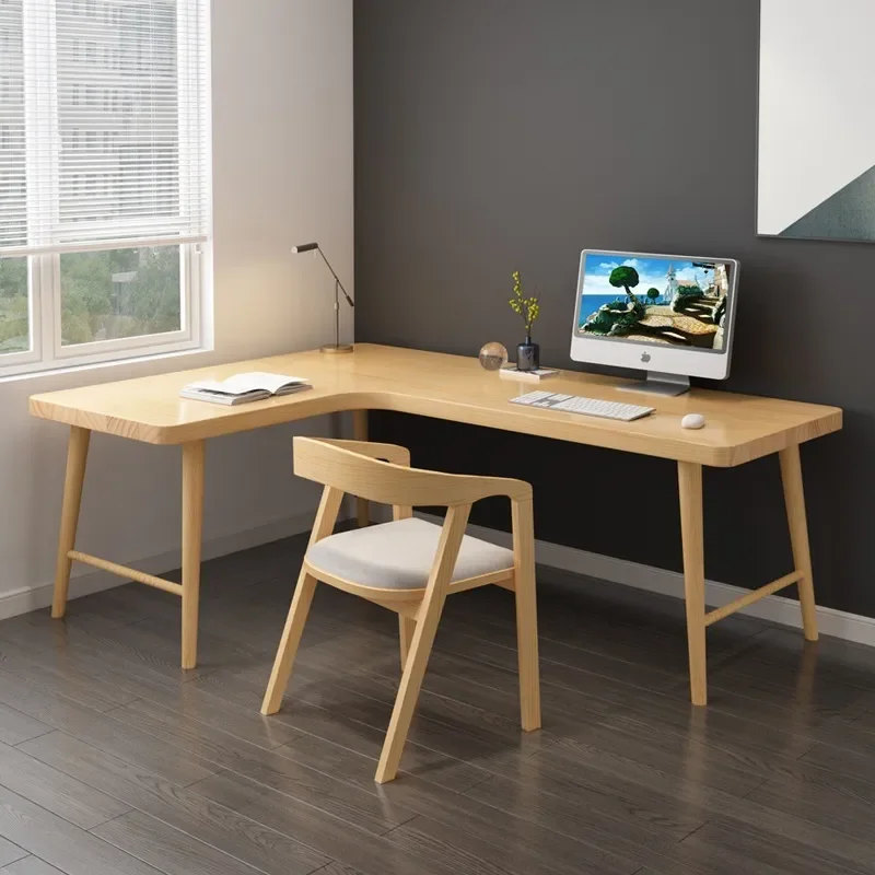 for Nordic L Shaped Corner Computer Desk Home Study Log Color Office Staff Single Workstation