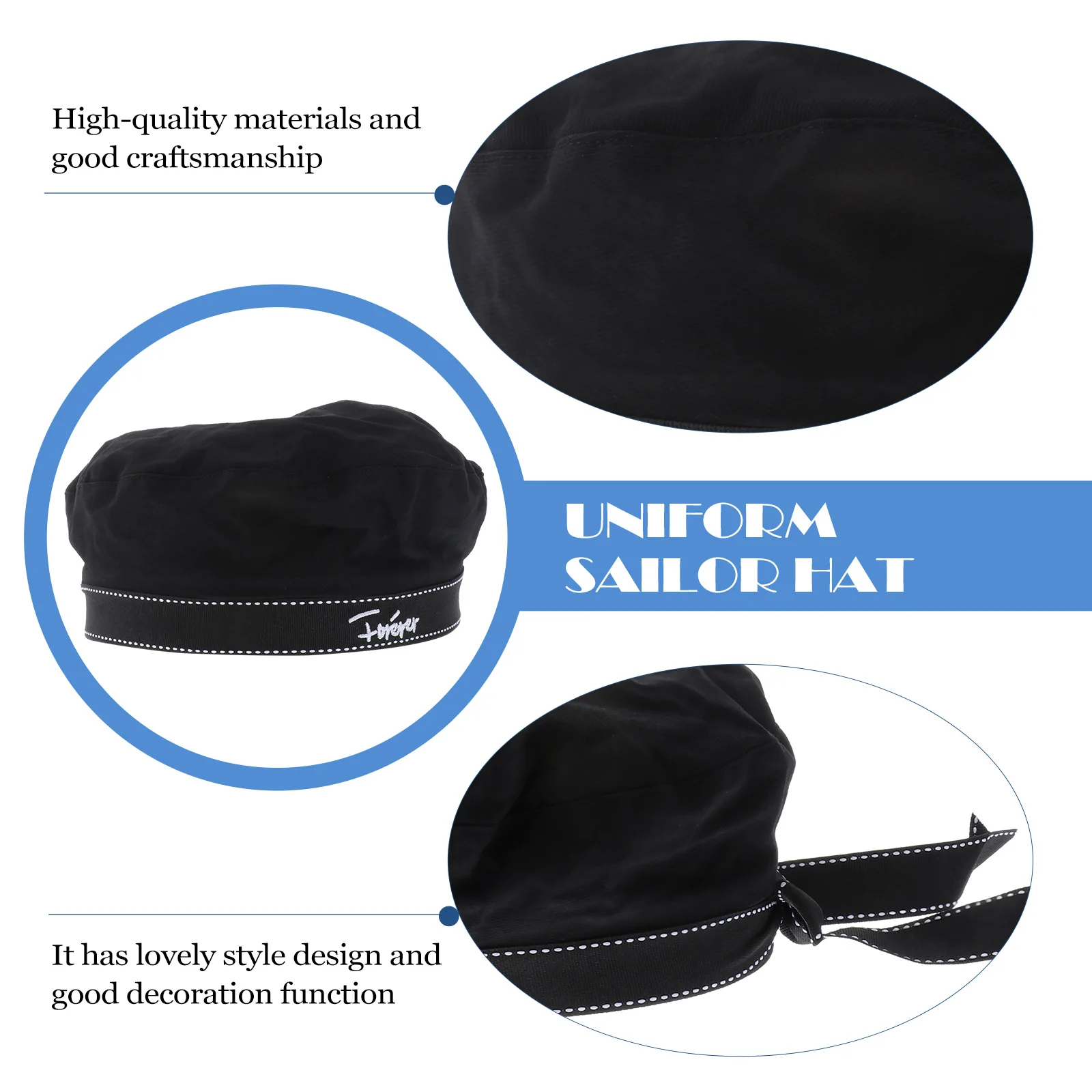 

Girls Beret Navy Cap Women Hats Polyester Cotton Sailor Uniform Japanese Style Decorative Hat Lightweight Birthday Gift