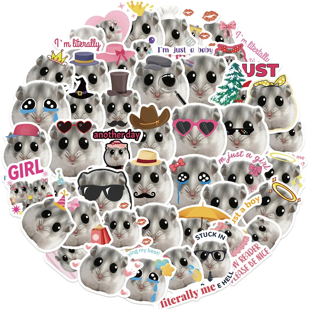 10/30/50pcs Cute Hamster Meme Stickers Funny Animal Cartoon Decals Decoration DIY Decoration Phone Fridge Bike Kids Toys Gifts