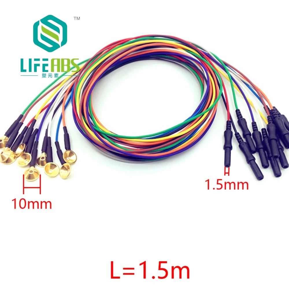 10PC Color brain electrode EEG wire brain conductance wire 10 starting gold-plated disk mounted electrode wires DIN1.5mm view 3