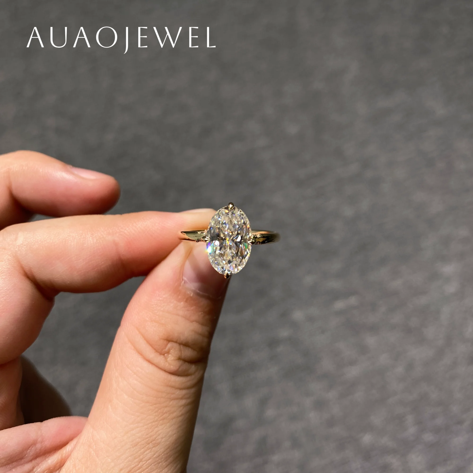 AUAOJEWEL 4.5Carat Oval Moissanite Diamond Engagement Ring 8X12Mm Stone Rings For Women 925 Silver 18K 14K Real Gold Jewelry