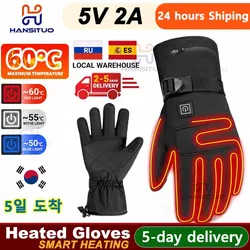 Guantes calefactados de invierno para motocicleta, calentador de manos USB, dedos completos, Guantes Térmicos eléctricos