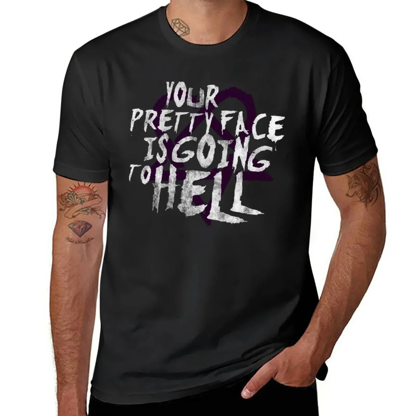 New CHim Band Your Pretty Face Is Going To Hell Heartagram Him T-Shirt plus size tops mens tall t shirts