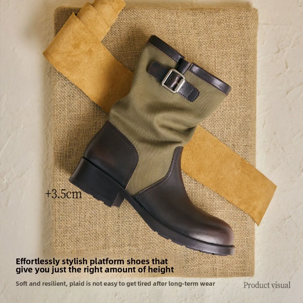 Pile Boots Women's 2026 New Autumn Rubber Western Boots Women's High Long Tube Casual and Comfortable Short Boots