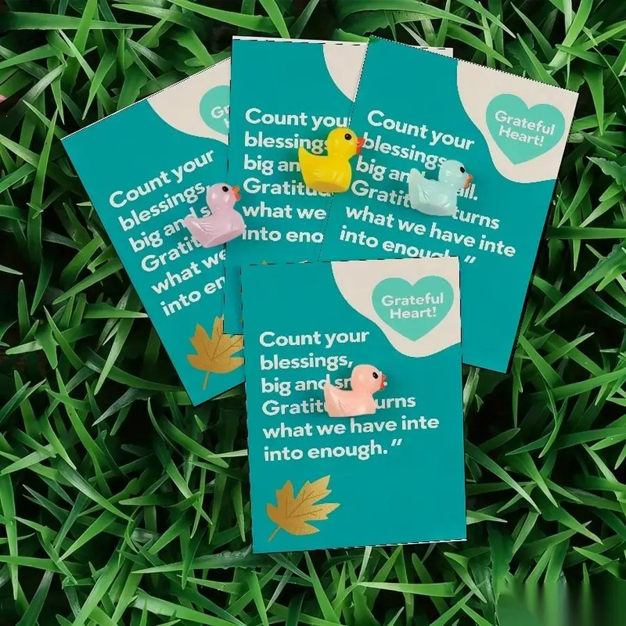 1/5/10/20/50/100pcs  Lucky Duck Pocket Hugs - Fantasy Theme Resin Charms with Inspirational Messages, Assorted Colors, Includes