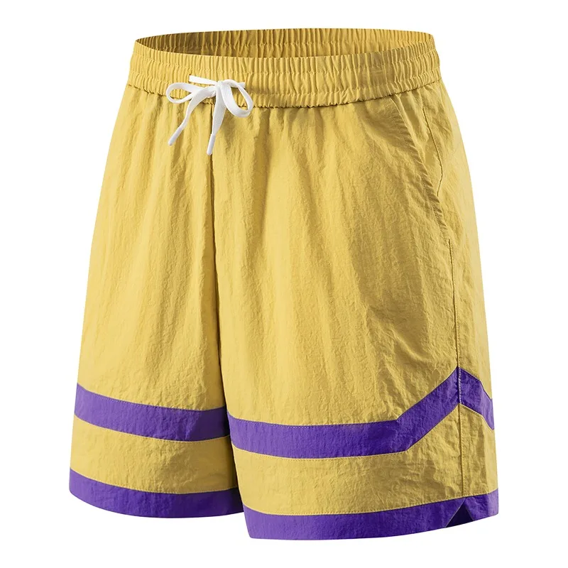 CHUJIE Unisex Colorblock-Sportshorts, schnell trocknend, atmungsaktiv, locker sitzend, für Sommer, Basketball, Laufen, Fitness, Freizeit, Halbhose