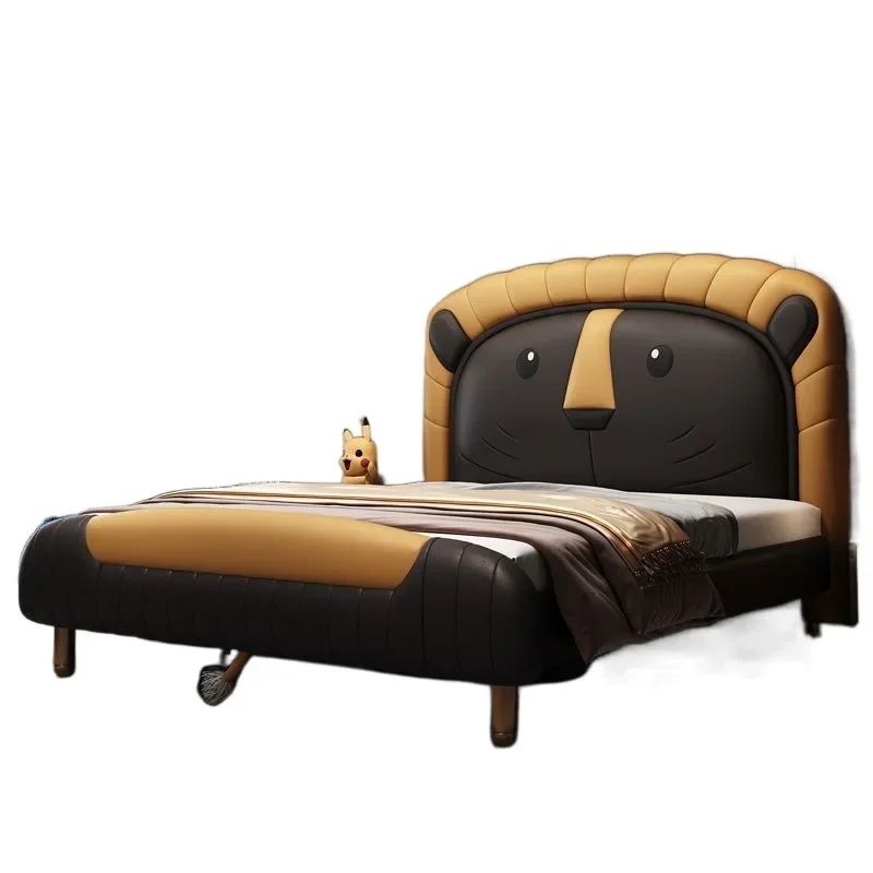 

Internet celebrity children's bed bedroom playful leather cartoon lion bed